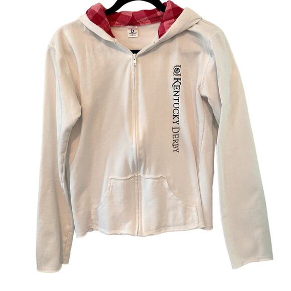 BOXERCRAFT Women's Kentucky Derby Full Zip Hoodie White‎ Cream Sweatshirt Sz L - Picture 7 of 7
